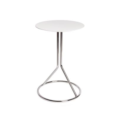 Tavolino Twist|Base Cromata-Piano Laccato Bianco